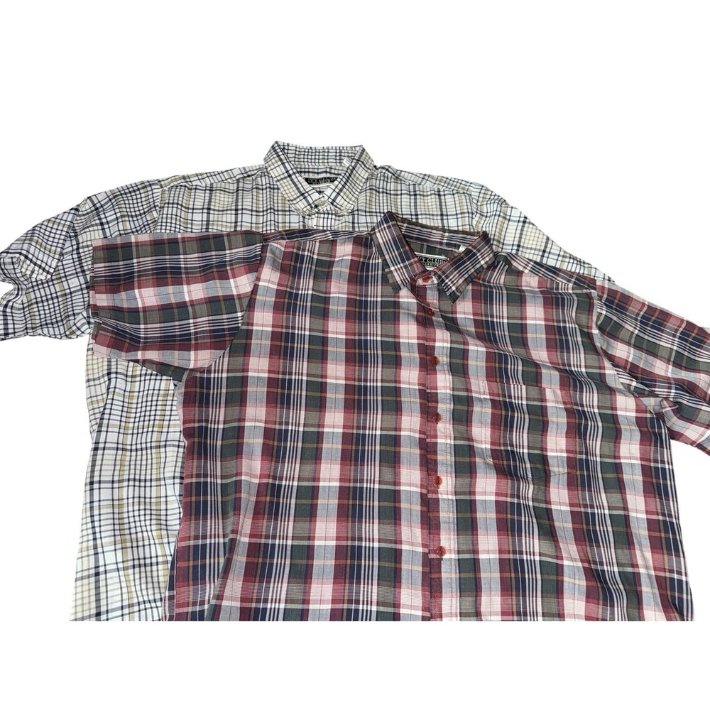 Ivy Club Classics Shirts Mens XL Lot 2 Plaid Summer Short Sleeve Button Front